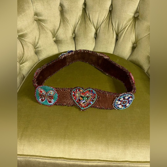 Vintage Handmade boho beaded belt Murano beads amazing piece rare find - Picture 14 of 16